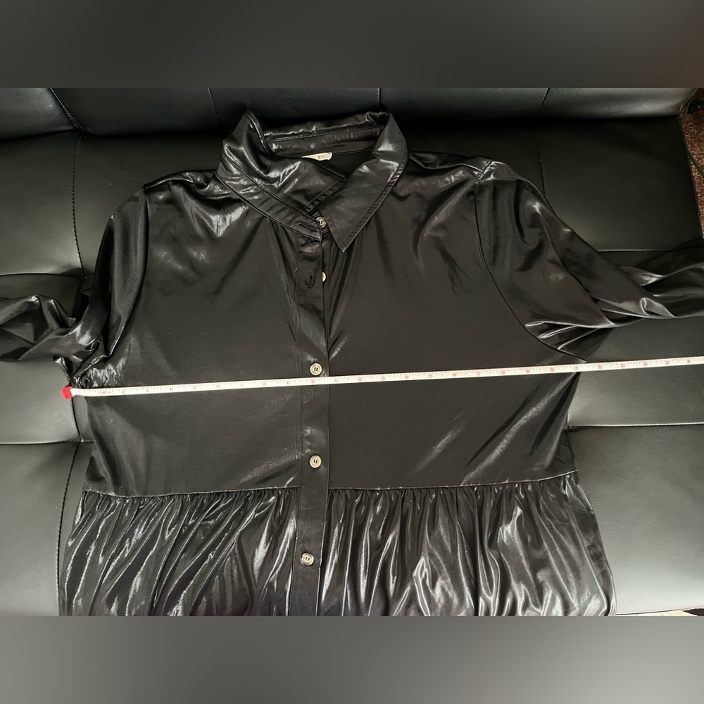 JODIFL Black Faux Leather Long Sleeve Dress Sz L - Picture 7 of 8